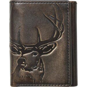 DEER Trifold Wallet For Men's Hand Burnished Full Grain Leather
